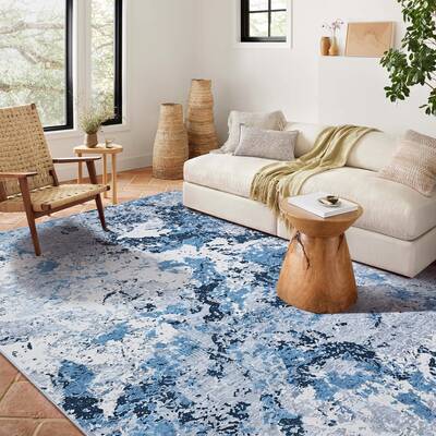 Garvee Floral Area Rug Non-Slip Low-Pile Washable Rubber Backing Lightweight Foldable for Living Room Kitchen Bedroom