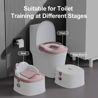 BabyBond 3-in-1 Potty Training Toilet, Training Seat & Step Stool - Safe, Sturdy & Easy to Clean, Pink Chair