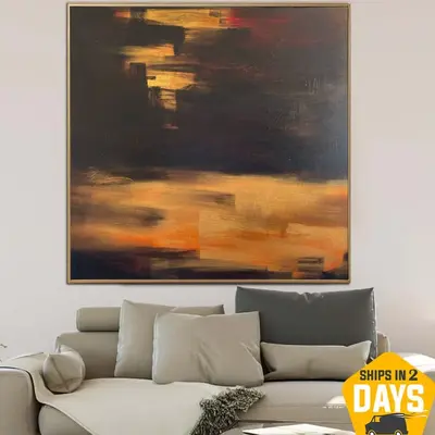Original Sand Painting On Canvas Colorful Art Sandstorm Orange Sand Painting Creative Wall Art for Living Room | SANDSTORM 49...