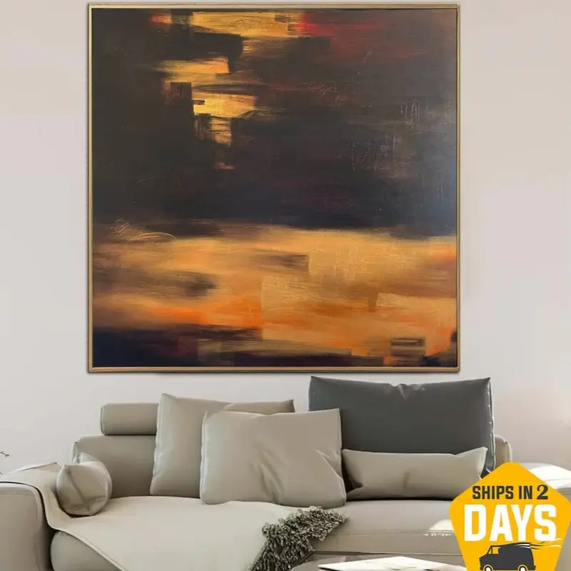 Original Sand Painting On Canvas Colorful Art Sandstorm Orange Sand Painting Creative Wall Art for Living Room | SANDSTORM 49...