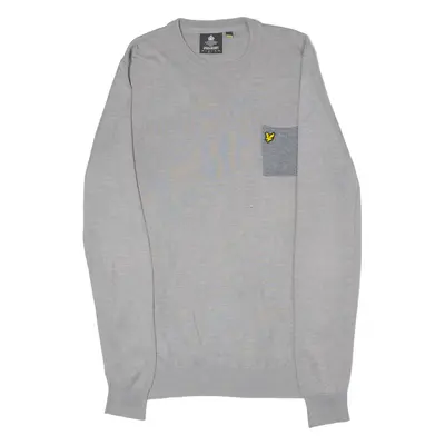 LYLE & SCOTT Mens Jumper Grey Crew Neck Tight Knit M