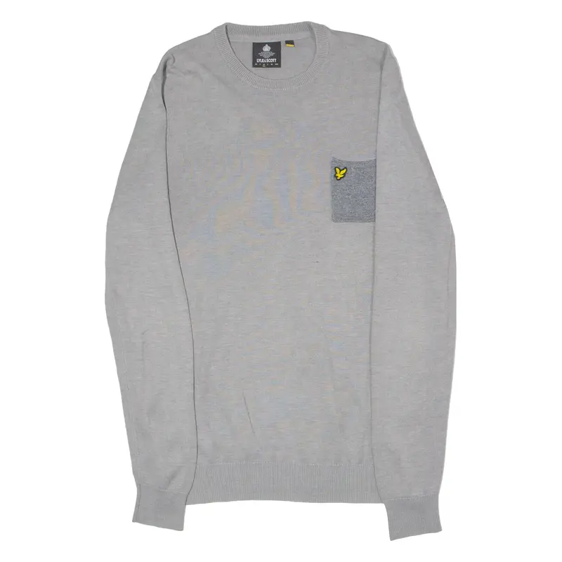 LYLE & SCOTT Mens Jumper Grey Crew Neck Tight Knit M