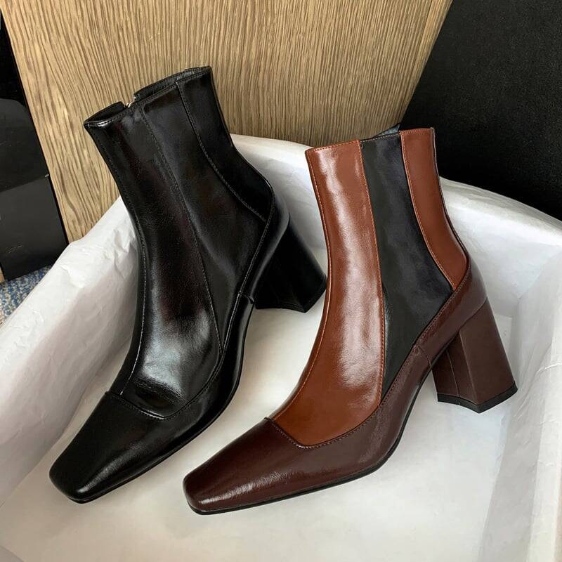 CHIKO Yaneli Square Toe Block Heels Ankle Boots