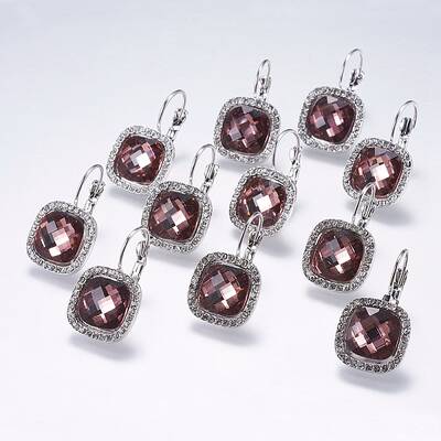 Brass Micro Pave Cubic Zirconia Leverback Earrings
