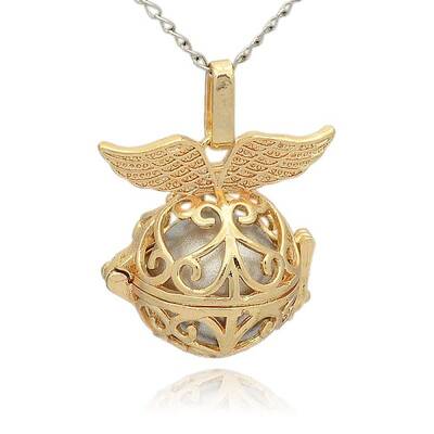 Golden Tone Brass Hollow Round Cage Pendants