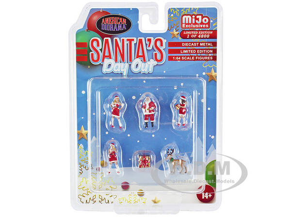 Santa's Day Out 6 piece Diecast Set (1 Male, 2 Female, 1 Reindeer, 1 Present Figures and Accessories) Limited Edition to 48...