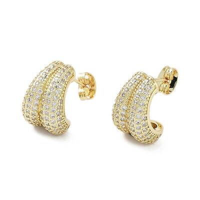 Rack Plating Brass Micro Pave Cubic Zirconia Stud Earring