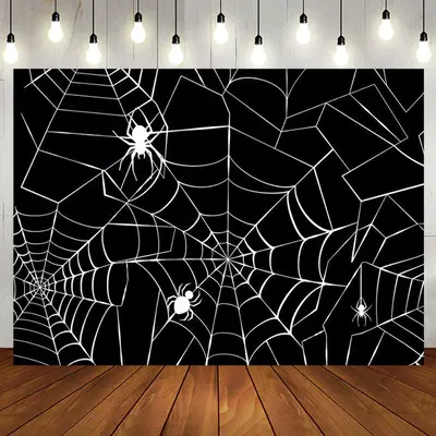 Aperturee White Spiders Webs Black Halloween Theme Backdrop - Aperturee