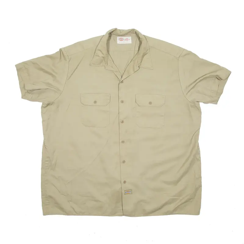 DICKIES Worker Shirt Beige Short Sleeve Mens 3XL