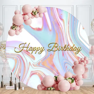 Aperturee Colorful Abtract Texture Round Birthday Backdrop