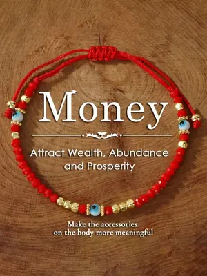 1 pc Boho Red Crystal Beaded Bracelet With Gold Accents And Blue Evil Eye - Attracts Wealth, Ideal Gift For Friends And Famil...