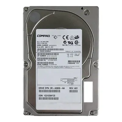3R-A3830-AA Compaq 36GB 10000RPM Ultra 160 SCSI 3.5-Inch 8MB Cache Hard Drive