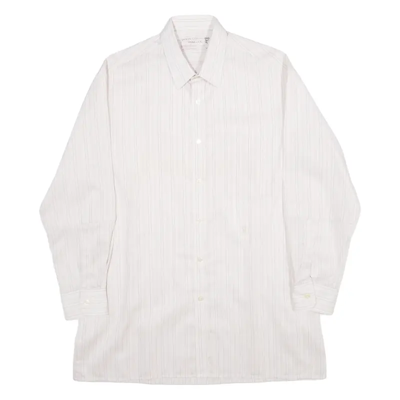 POSEIDON Mens Shirt Cream Striped Long Sleeve L