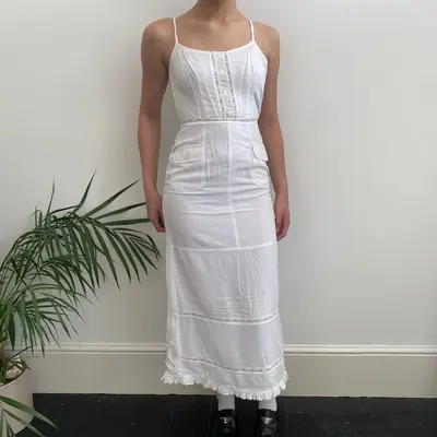 Avant Maxi Dress - XS White Cotton Blend
