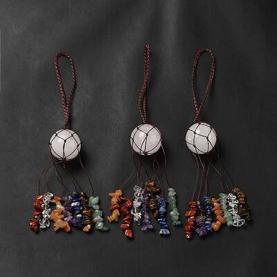 Natural Quartz Crystal Round Pendant Decorations