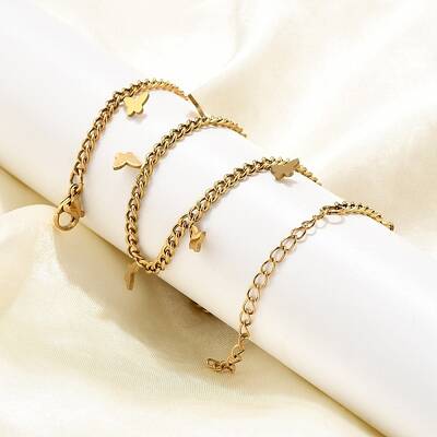 304 Stainless Steel Twisted Chain Necklaces with Butterfly Charm Tassel