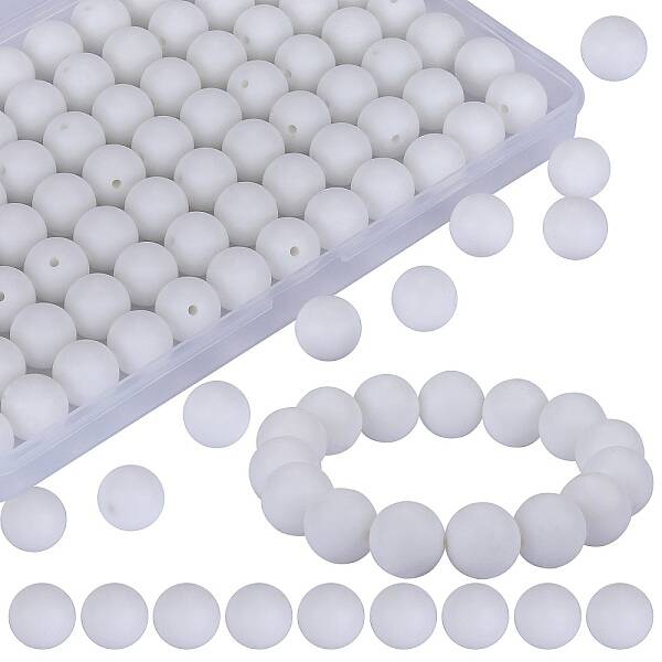 80Pcs Round Silicone Focal Beads