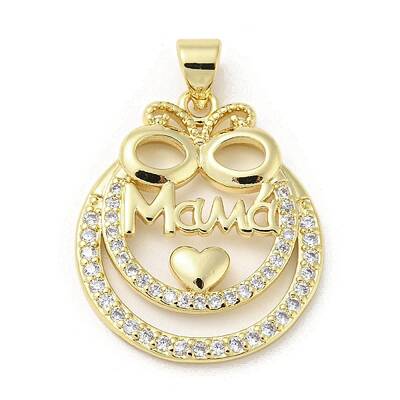 Mother's Day Theme Rack Plating Brass Micro Pave Cubic Zirconia Pendants