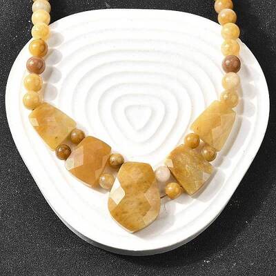 Natural Topaz Jade Faceted Bib Graduated Beaded Necklaces for Women