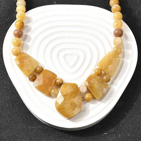 Natural Topaz Jade Faceted Bib Graduated Beaded Necklaces for Women
