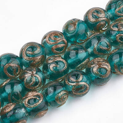Handmade Gold Sand Lampwork Beads