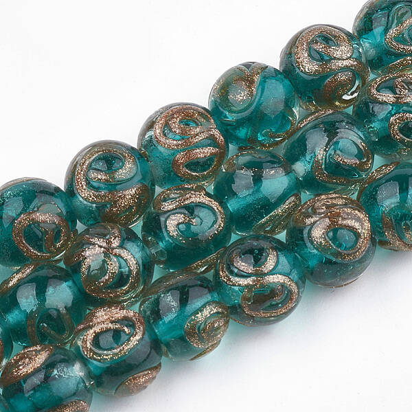 Handmade Gold Sand Lampwork Beads