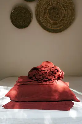 Linen sheets set in Terracotta | Size: US Twin XL DEEP + Standart pillowcases
