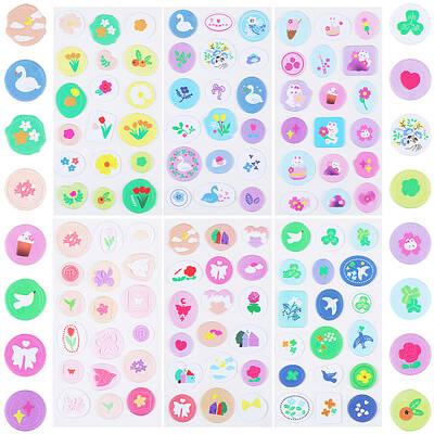 6 Sheets 6 Styles PVC Adhesive Wax Seal Stickers Set