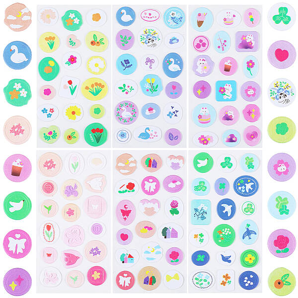 6 Sheets 6 Styles PVC Adhesive Wax Seal Stickers Set