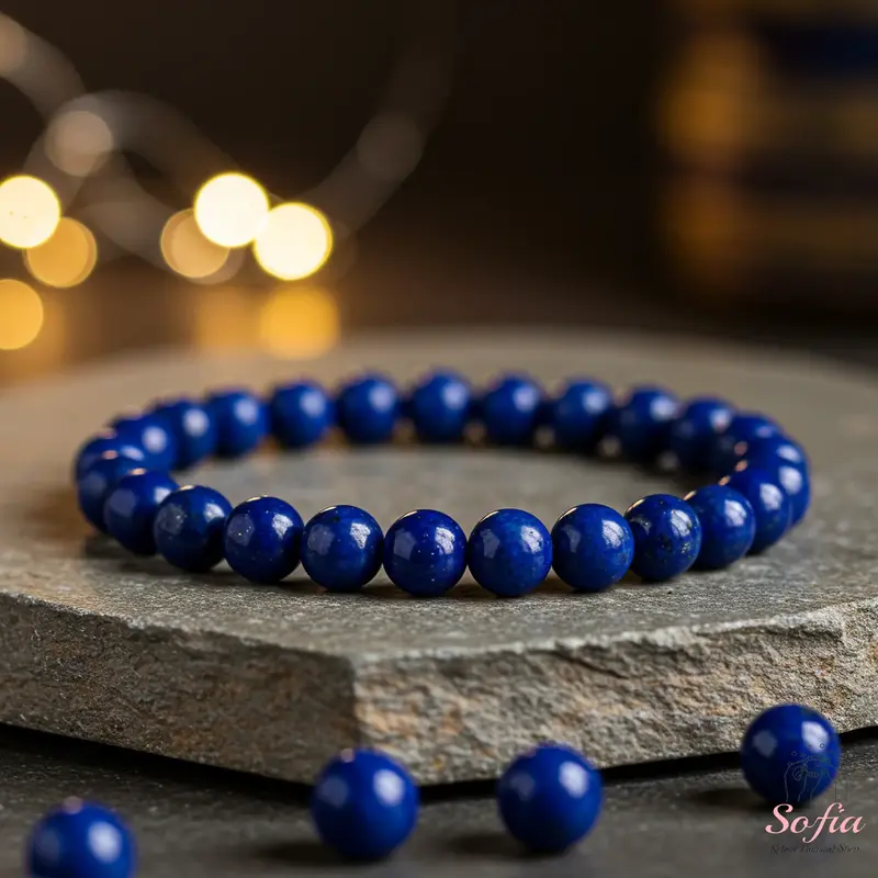 Blue Friendship Bracelet Natural Lapis Lazuli Stone Beaded Bracelet 8mm Blue Lapis Gemstone Stretch Bracelet for Daily Use, H...