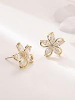Flower Design Rhinestone Stud Earrings, Elegant Trendy Matching Earrings Jewelry for Women, Classic Fashion Accessories for D...