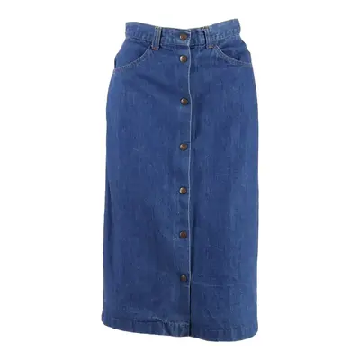 Womens Straight Skirt Blue Midi 90s S