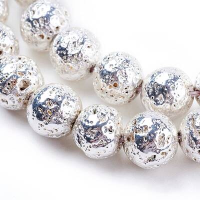 Electroplated Natural Lava Rock Bead Strands