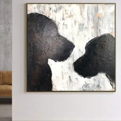 Oil canvas Painting Abstract Dog Silhouette Paintings on Canvas Black and white Painting Fine Art Office Decor Animal Paintin...