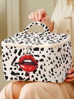 Lip Print Makeup Bag, Large Capacity Travel Toiletry Bag, Portable Travel Makeup Bag, Zipper Makeup Organizer Pouch, Versatil...