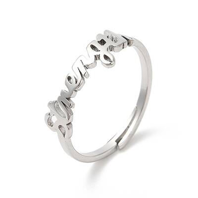 Non-Tarnish 304 Stainless Steel Word Adjustable Ring