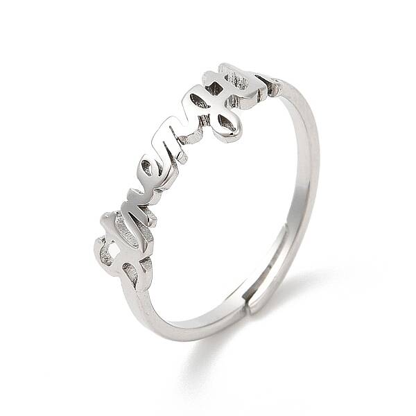 Non-Tarnish 304 Stainless Steel Word Adjustable Ring