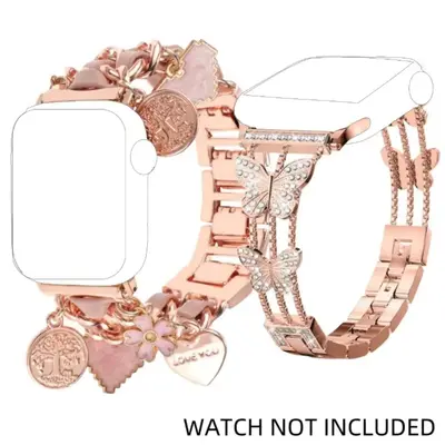 Smart Watch Bands, 2 Counts Stylish Watch Band with Unique Pendants, Replacement Watch Band for iWatch Series, Gift for Wife