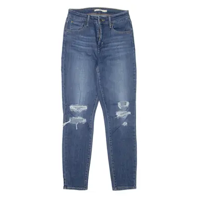 LEVI'S 721 High Rise Distressed Womens Jeans Blue Slim Skinny W26 L27