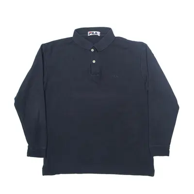 FILA Polo Shirt Black Long Sleeve Mens M