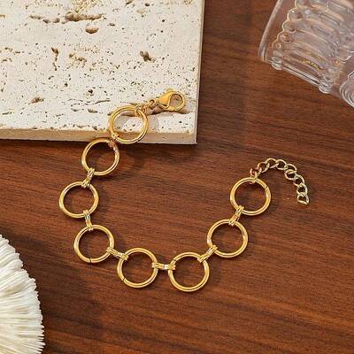 304 Stainless Steel Ring Link Chain Bracelets for Women