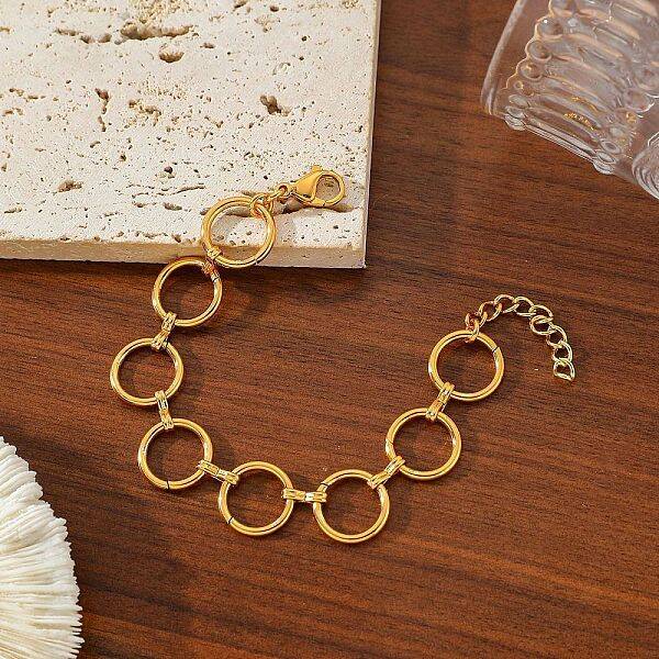 304 Stainless Steel Ring Link Chain Bracelets for Women