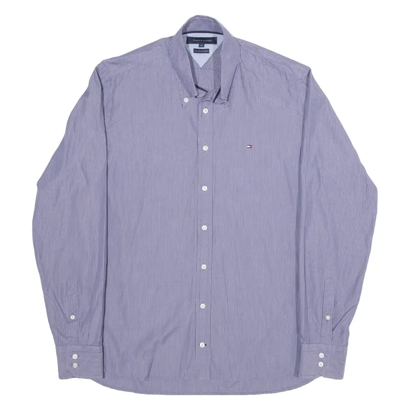TOMMY HILFIGER Mens Shirt Blue Striped Long Sleeve M