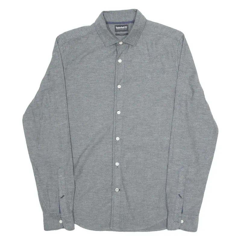 TIMBERLAND Slim Fit Mens Plain Shirt Grey Long Sleeve S