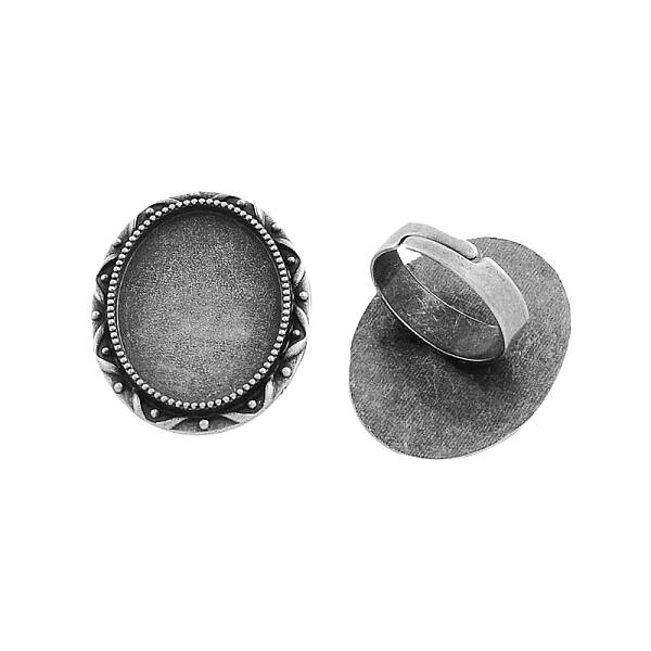 Vintage Adjustable Iron Finger Ring Components Alloy Cabochon Bezel Settings