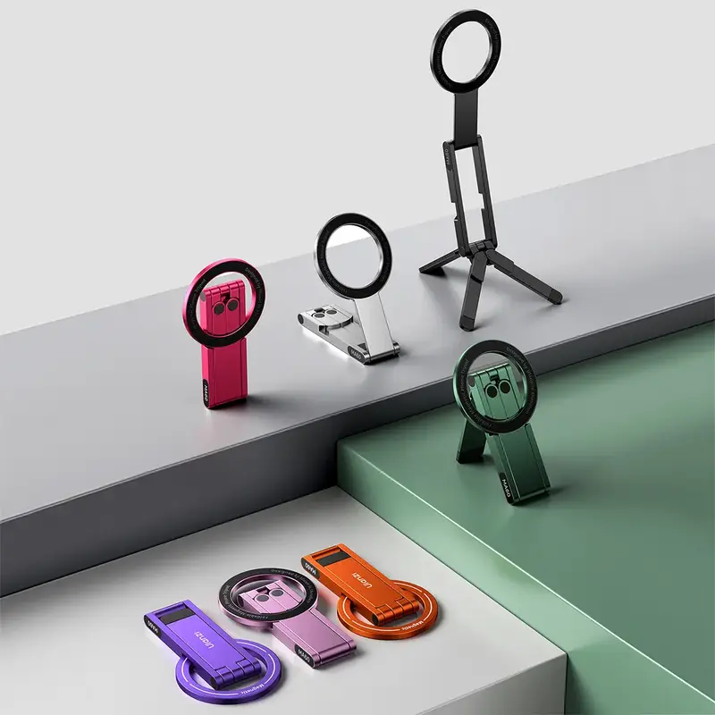 ULANZI MA60 Magnetic Phone Stand for iPhone – Aluminum Mini Foldable Tripod | Pocket-Sized Cell Phone Stand with Magnetic Q...