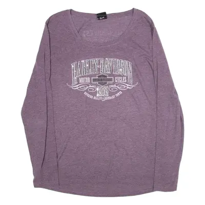 HARLEY DAVIDSON Womens T-Shirt Purple Long Sleeve 90s L