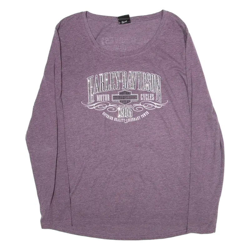 HARLEY DAVIDSON Womens T-Shirt Purple Long Sleeve 90s L
