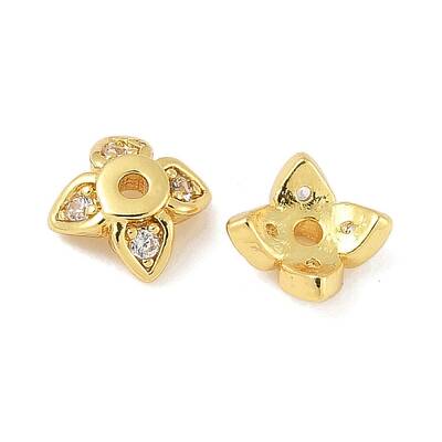 Brass Micro Pave Clear Cubic Zirconia Bead Caps