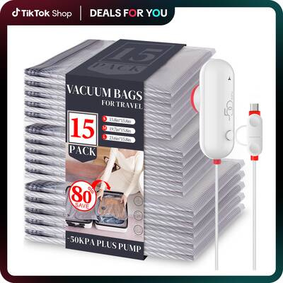 VACBIRD Travel Vacuum Storage Bags with USB Electric PumpTravel Organiser Set - Ultra-Compact, Lightweight Space Savers